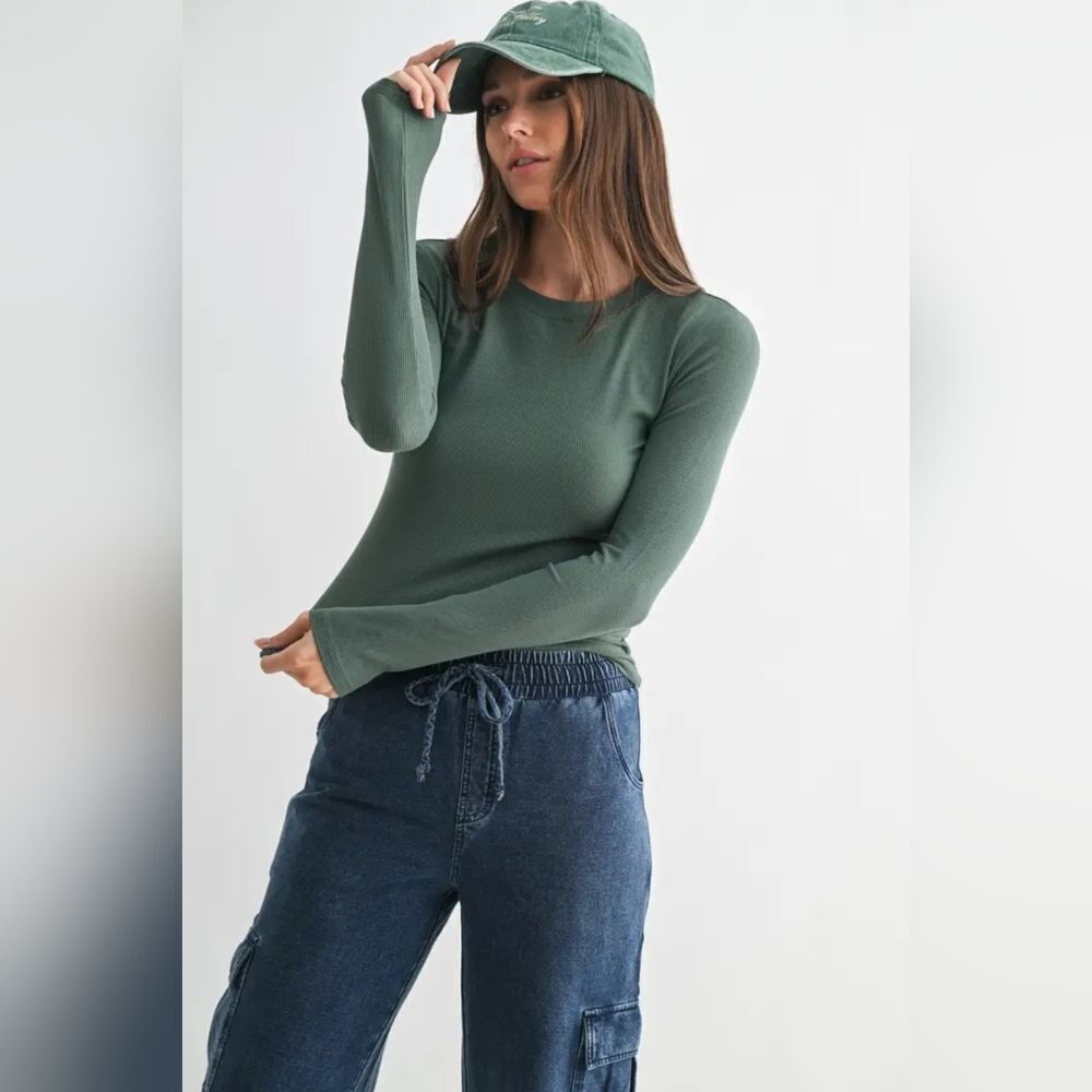 Mono B Green Long Sleeve Tee